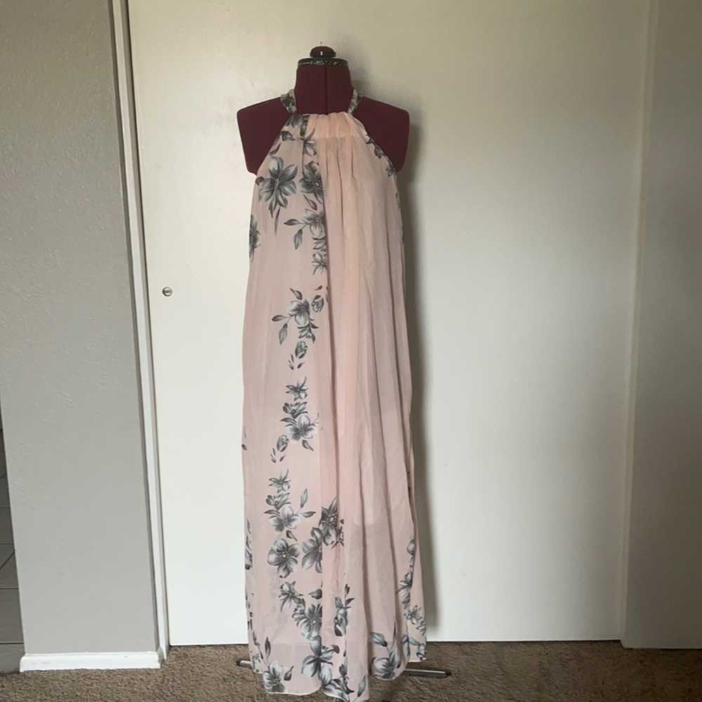 Hawaiian print halter dress pink summer fun